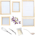 11 stuks hout papier maken voor DIY gedroogde bloemen, papier, knutselen, 5 stuks menglijsten voor gedroogde bloemen, gedroogde bloemen, lepel roerder en pincet voor gedroogde bloemen, papier,