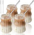 Verpakking van 4 Latte Macchiato-glazen van 500 ml: koffieglazen, dubbelwandige glazen met rietje en zachte borstel, cappuccinokopjes voor cappuccino, latte, thee, ijsthee, ijsthee, ijsthee, ijsthee
