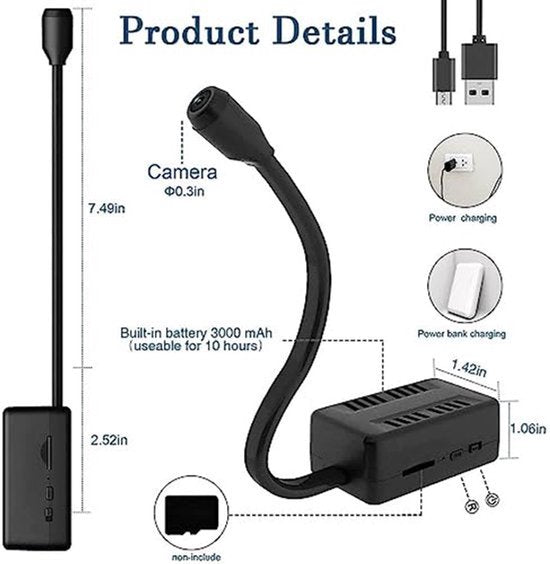 Verborgen camera, HD 1080P WIFI draadloze mini spionagecamera met bewegingsdetectie, nachtzicht, opname en batterij, video bewakingscamera voor binnenbeveiliging thuis