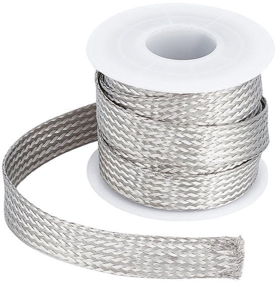 304 roestvrijstalen, uitbreidbare gevlochten kabelhoes, gebreide, schaalbare, platte kabelhoes, snoerbeschermer, kabelmantelbuis voor kabelbescherming, 4 meter/rol