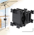Parasolhouder voor balkon, om te schroeven, zwart, geschikt voor Ø 22-38 mm parasol - 25-60 mm vierkante en Ø 25-40 mm ronde leuningen