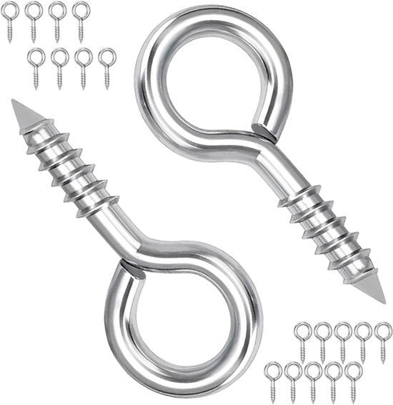 Set van 20 metalen schroefhaken 17 mm - zelftappende ringhaken van koolstofstaal voor houtbewerking en meubels