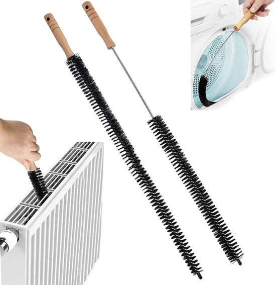Radiatorborstel - 2 Stuks - Radiatorborstel Flexibel - 70/75cm - Stofbindende Borstel - Schoonmaakborstel/Rager Verwarming - flexibel ontwerp - antislipgreep - Geschikt voor radiatoren, airconditioners, wasmachine