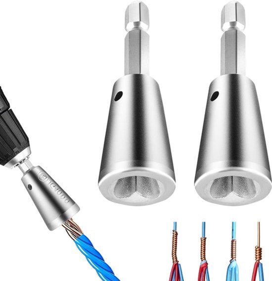 Wire Twister Tool voor Boor 6mm - Draad Connector Draad Draad Twisting Tool - Draad Moer Twister voor Boor Hex Schacht - Kabel Snel Strippen - Draagbare Draad Twister voor Boor - 2 Stuks