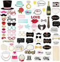 72 Stuks Bruiloft Fotocabine Rekwisieten Kit - Selfie Props met Houten Stokken en Stickers