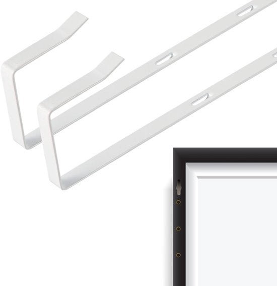 2 Stuks Spiegelhaken Boven De Deur - Verstelbare Metalen Hanger Met 5 Gaten - Ondersteunt Tot 9,08kg (Wit)