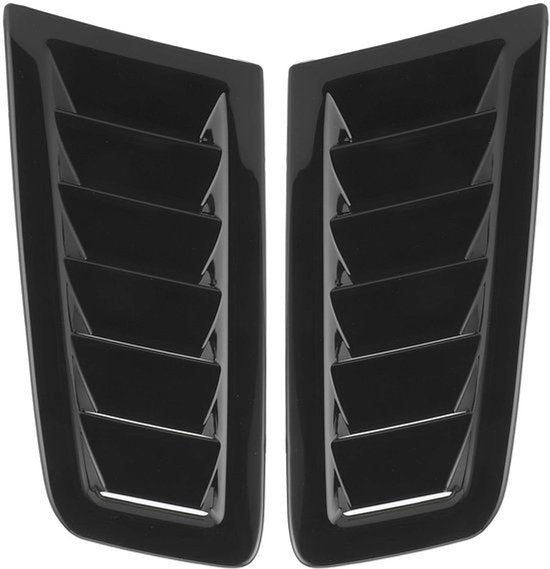 Motorkapventilatieopeningen, zelfklevende ventilatieopeningen voor de motorkap, 2 stuks universele decoratieve luchtinlaatopeningen aan de zijkant (glanzend zwart)