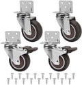 Meubelwielen 50mm met L-montageplaat - Set van 4 stuks - Draagvermogen 115 kg - Met remmen - Zwenkwielen voor meubels, kribben en bloemenstandaard