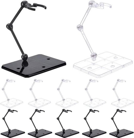 Set van 12 Zwarte en Transparante Display Standaards voor actiefiguren - Model Ondersteuning Stand voor Poppen - Displayhouder voor Actiefiguren met Effecten