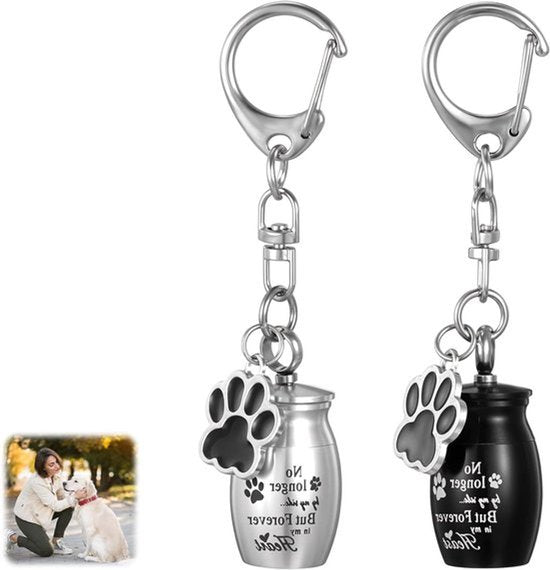 Mini-urn voor huisdier as - Metalen Klauw - Kat Hond Gedenk-Sleutelhanger