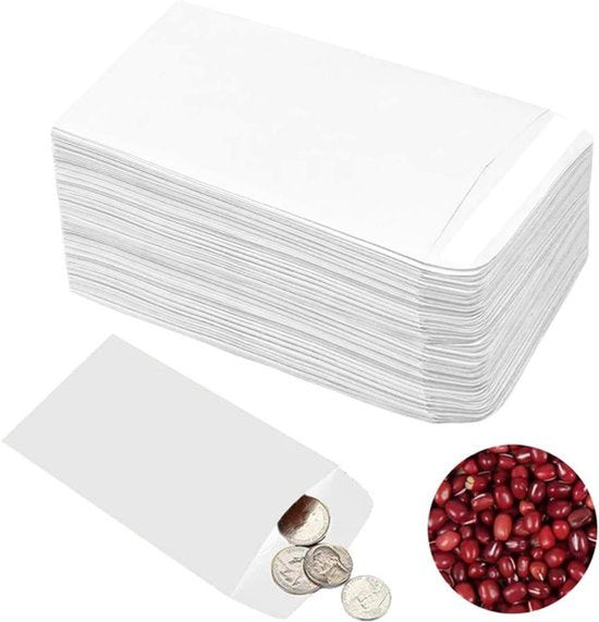 Zelfklevende papieren hoesjes voor zaden - Mini-envelopjes - 100 stuks - Wit - Opbergzakjes - Geschikt voor zaden - 6 x 10 cm 100 zelfklevende papieren hoesjes en mini-envelopjes, voor zaden (6 x 10 cm) (wit)