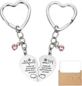 Zilverkleurige moeder-dochter sleutelhanger set met hartvorm, perfect als Moederdagcadeau voor mama en dochter, stijlvol en betekenisvol geschenk