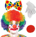 Clown Kostuum Accessoire, Clown Krullend Perkament + Clown Neus + Kleurrijke Stropdas + Handschoenen Geschikt voor Pasen Kunst Evenementen Carnaval Kostuum Cosplay