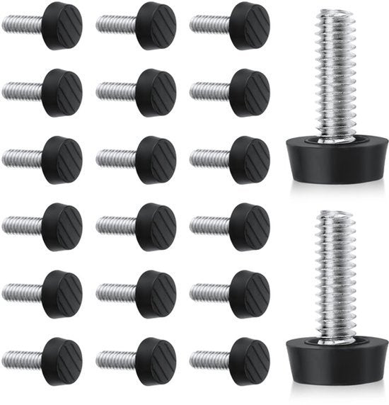 20Pcs M6 Metrische Schroeven in Stoelpoot, Gegalvaniseerd Ijzer en ABS Verstelbare Meubel Niveauer Antislip Patio Meubelvoeten voor Tafels Stoelen Krukken Keukenkasten