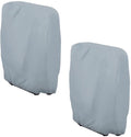 2 stuks waterdichte tuinstoelhoezen, opvouwbare stoelhoezen met zwaartekracht, patio 71 cm B x 33 cm D x 109 cm H, waterdichte anti-uv-bescherming voor relaxfauteuils, hoes voor relaxfauteuils voor buiten op patio met opbergtas