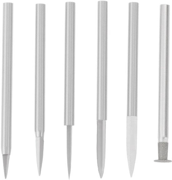Set van 6 houtsnijboortjes met 3 mm schacht voor graveren en fijn houtsnijwerk, geschikt voor Dremel rotary tools, voor nauwkeurig en veelzijdig gebruik