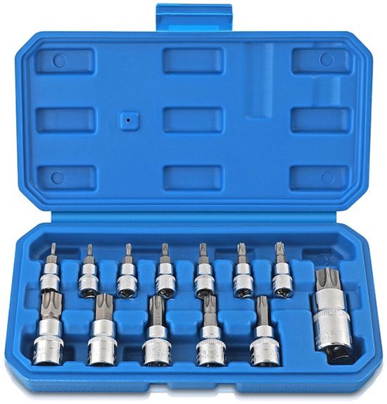 13-delige inbussleutelset, inbussleutelset, inbussleutelset, 1/2 3/8 1/4 inch hex socket set 2-14mm, inbussleutel socket set met doos, socket sleutelset voor momentsleutel