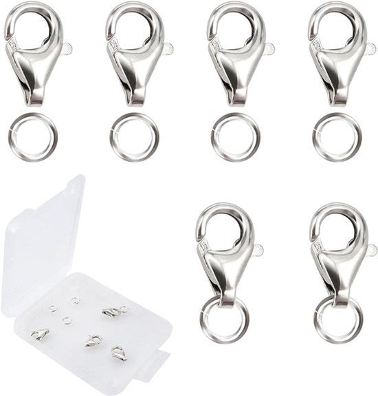 Sluitingen voor zelf sieraden maken - Zilver - Karabijnsluiting - Set van 4 - 925 sterling zilver - Geschikt voor armbanden en kettingen