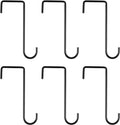 Set van 6 vinyl hekhaken voor tuin - 6,1 x 15,2 cm - Gepoedercoat - Zwart - Buitenverlichting - Planten - Vogelvoederdispenser