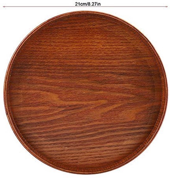 Houten Lade Ronde Natuurlijke Houten Bord Thee Voedsel Server Gerechten Drinkwater Plaat voor Thuis Hotel (Diameter: 21 cm/8.27 inch)