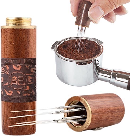Koffie Tamper Espresso Naald, Zeefhouder, Accessoires, Barista Accessoires, Verdeler Tool met 6 Fijne Naalden (0.6mm) voor Espresso Roer Vervanging