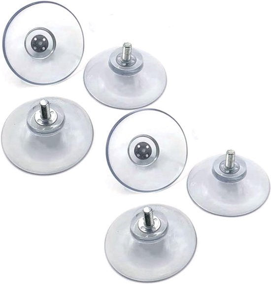 6 Stuks M4-41 mm Zuignap met Schroefdraad van Roestvrij Staal - Transparante Zuignappen voor Ramen - Zuignap met Schroefdraad en Wielmoer voor Ramen Auto Decoratie