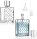 Set van 2 Parfum Atomiser Navulbare 100 ml Sprayfles Glas Draagbare Parfumfles Lege Parfumfles voor Vrouwen Mannen Parfumfles met Pipet Trechter voor Parfum, Reizen, Cosmetica