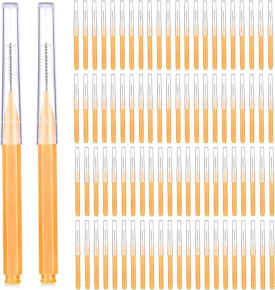 interdentale borstel-interprox ragers- 50 stuks - tandenstoker tandheelkundige - tandheelkundige flosser - Diepe Reiniging rond Beugel, Tussen Tanden en Implantaten - Verwijdert Etenresten - Oranje
