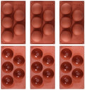 6 stuks 8 cm 5 Cavity Semi Sphere Siliconen Mallen, Halve Bol Siliconen Bakvormen, Koepel Cake Mallen voor het Maken van Chocolade, Jelly, Koepel Mousse Cake, Pudding, Brown