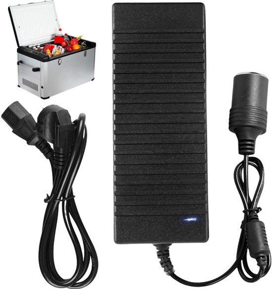 Spanningsomvormer 230V naar 12V: Auto-stroomadapter 12V 230V Spanningsomvormer 10A, Koelboxadapter, Sigarettenaanstekeraansluiting voor autokoelkasten, Autostofzuiger