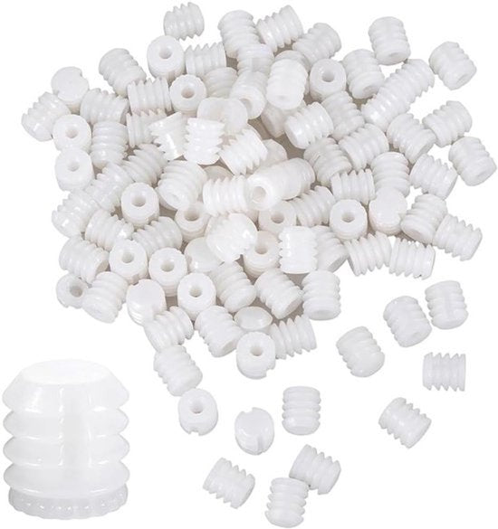- Kast Scharnier Plastic Inzet - Schroef Pluggen - Wit - Vervanging - Uitbreiding - Moeren - Deur Tafel Kast - Meubels - Installatie - Geschikt voor Alle Kasten - Wit Klein 100 Stuks 0,33 x 0,39 Inch