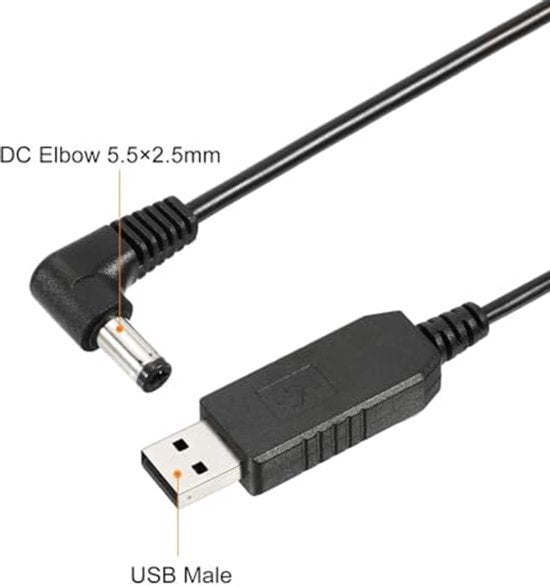 DC 5V naar DC 9V USB Step Up Spanningsomvormer, 5,5 x 2,5 mm transformator voeding adapter kabel lader draad voor router LED-lamp luidsprekers camera, auto rijden recorder (1 m, 6 W, 0,6 A)