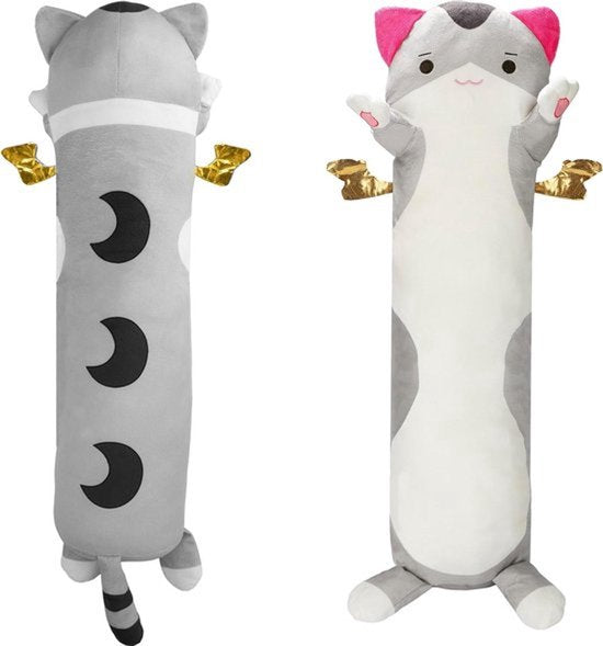 - Lang Pluchen Katten Kussen - Groot - Zacht - Snoezig - Leuk - Kitten Body Pillow - Dieren Pop Pluchie - Geschenk Voor Kinderen - Kussen voor Slapen/Knuffelen - Geschikt voor Kinderen - Roze - 71 cm