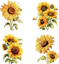 Raamstickers - Zonnebloem - Statisch hechtend - Geel - Herbruikbaar - Bloemen - Geschikt voor Glas - Zomer Herfst - 16cm - Ronde - Bee - Voorkom Vogels Stakingen Thuis Kamer Glazen Schuifdeur
