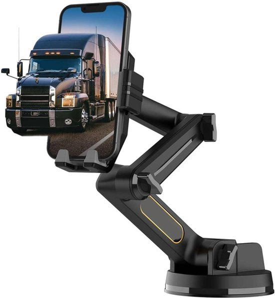 - Telefoonhouder Voor Auto - Dashboard en Raam - Extra Lange Arm - Extra Sterke Zuignap - 360 Graden Draaibaar - Geschikt voor SUV Truck Bus - Zwart & Grijs - Universele Telefoon Mount.
