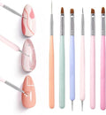 Set van 6 pastelkleurige nagelpenselen voor gelnagels - Fijne gel penselen voor nagelstyling