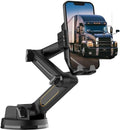 Telefoonhouder voor in de vrachtwagen, telefoonhouder voor in de auto, telefoonhouder voor op het dashboard, 16,9 inch, lange arm, superzuignap, zware mobiele telefoonhouder, schokbestendig, zwart