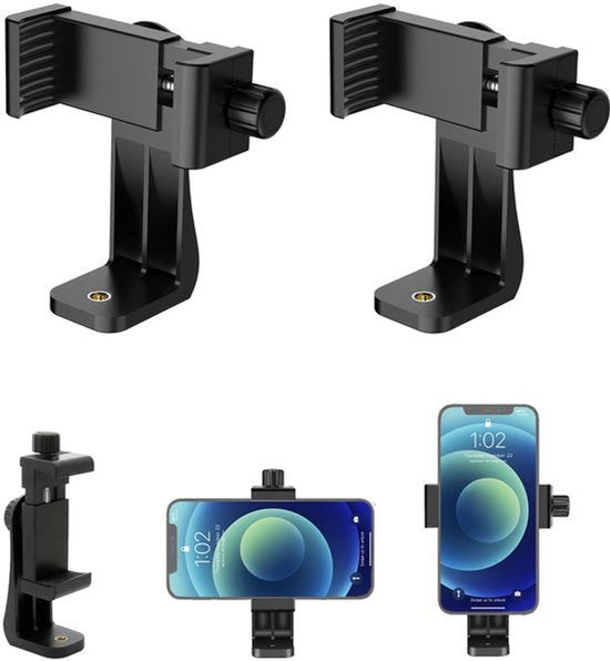 Smartphone-houder, smartphonehouder, statief, universele adapter, draaibaar, verticale clip, compatibel met statief, selfiestick, 360° draaibaar