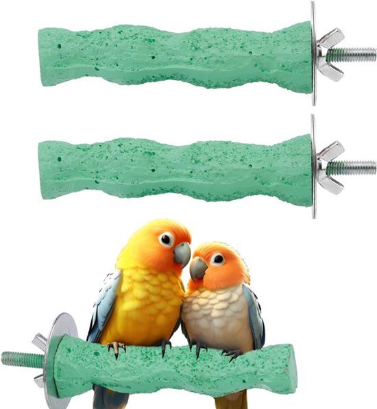 Vogel Snavelslijpsteen - Trimmen Klauwen Kauwen - Grasparkieten Valkparkieten Conures - Zitstokstandaard - 2 Stuks - Groen