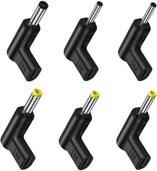 6 stuks USB C naar DC Adapter 90 Graden, USB C Holle Plug, DC Adapter, DC 5V Voeding, DC Voeding voor Router, Laptop, Mobiele Voeding, Oplader, Holle Plug