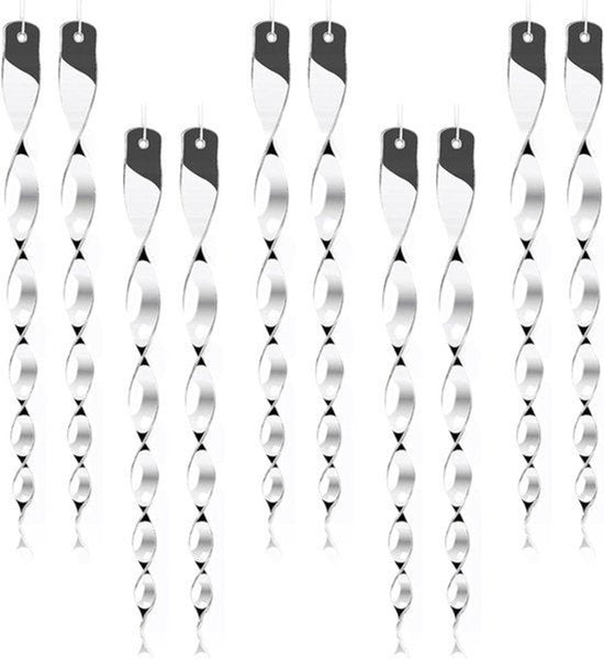 Reflecterende windspiraal vogelverschrikker - 10 stuks Reflecterende vogelafweerstaven voor balkon en tuin - 10 stuks Reflecterende windspiraal voor balkon en tuin (zilver) - 10 stuks