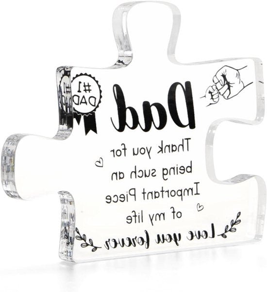 Gegraveerde acryl blok puzzel - Origineel cadeau voor vader - Verjaardagscadeau papa - Vaderdag geschenk