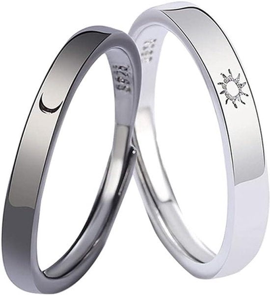 Belofte ringen voor stel | Maan en zon paar ringen | Verstelbare open ringsets | Valentijnsdag geschenken