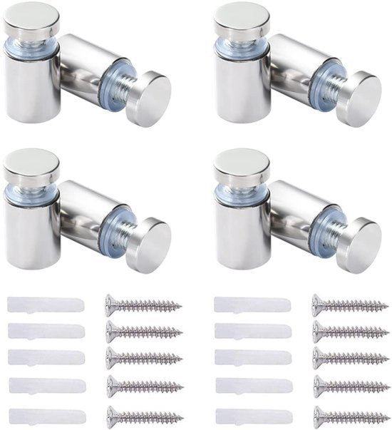 16 Stuks Spacers Montage Hardware Reclame Glas Acryl Spacer, RVS Spacers, 16X25mm, met Schroef Bevestigingsaccessoires
