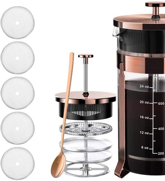 5 stuks roestvrijstalen buiszeeffilters, 80 mesh French Press vervangingsfilters voor koffiezetapparaten voor 350 ml French Press koffiezetapparaat