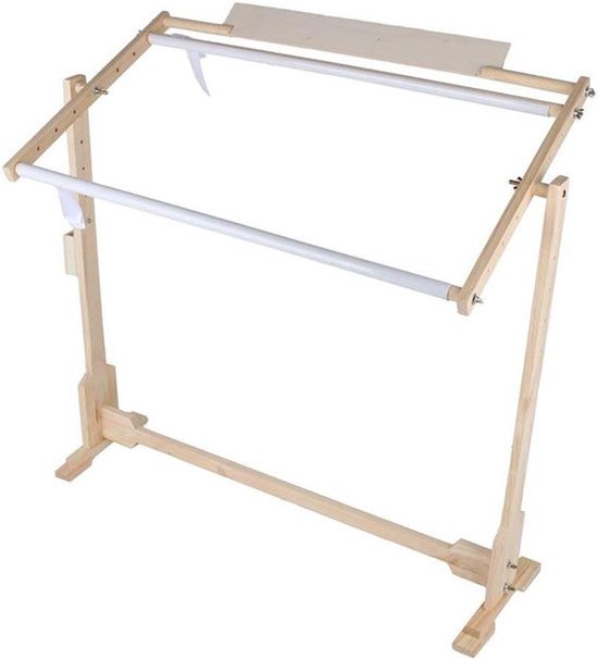 - Kruissteek Frame Standaard - Verstelbaar - Houten Borduurstandaard - Vloerstandaard voor Handwerk - 80 cm - 14 CT - Geschikt voor Borduren - Houten Model - Naaldwerk Accessoire.