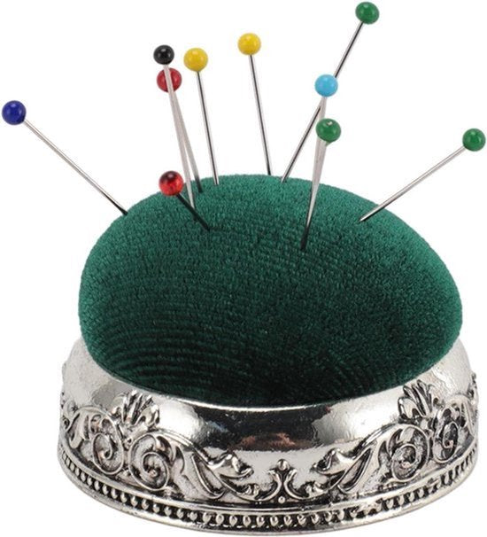 Speldenkussen met Elastische Metalen Basis - Zacht Retro Design voor Quilten en Naaien met Naaldendoosje
