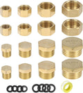 ® 16 stuks messing blindstoppen voor waterleidingen 1/8 1/4 1/2 3/8 inch, binnen- en buitendraad, met rubberen ringen en waterstop.