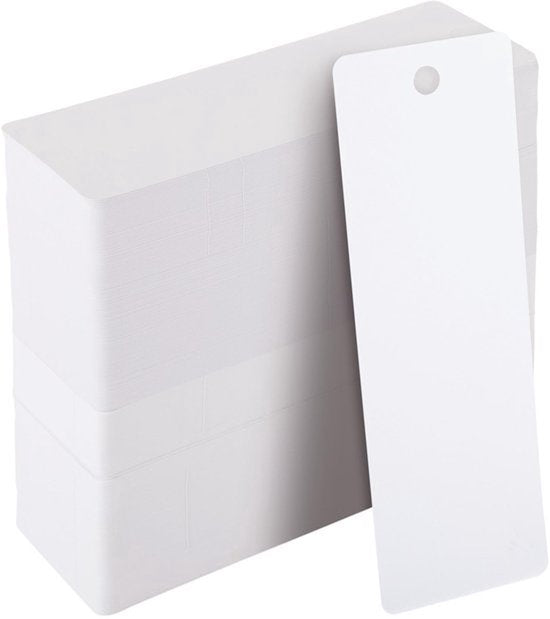 300-Pack Lege Bladwijzers - Witte Bladwijzers met Gat voor String, 6 x 2 Inch