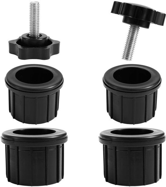 6 Stuks Vervangende Onderdelen voor Parasolvoeten, Zwarte Plastic Parasolvoetring met Plug geschikte met Schroefknoppen voor Strand en Achtertuinbalkon